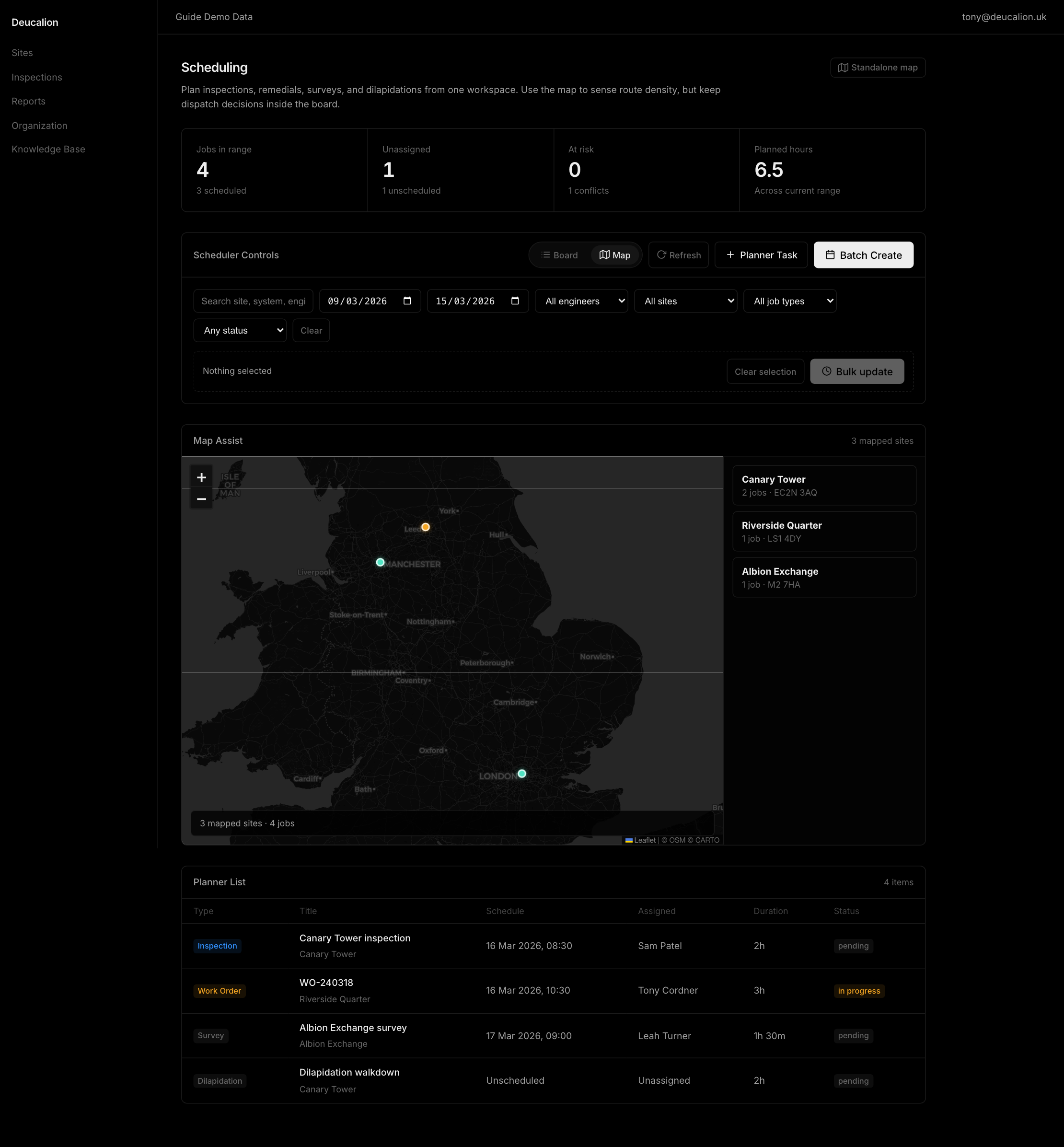 Deucalion scheduling map view