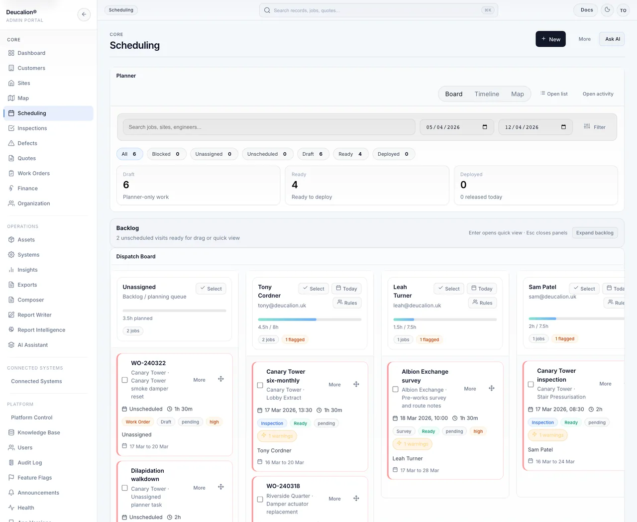 Deucalion scheduler default planner view