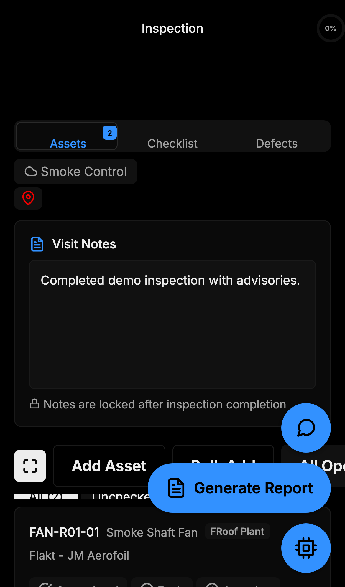 Deucalion mobile inspection detail screen