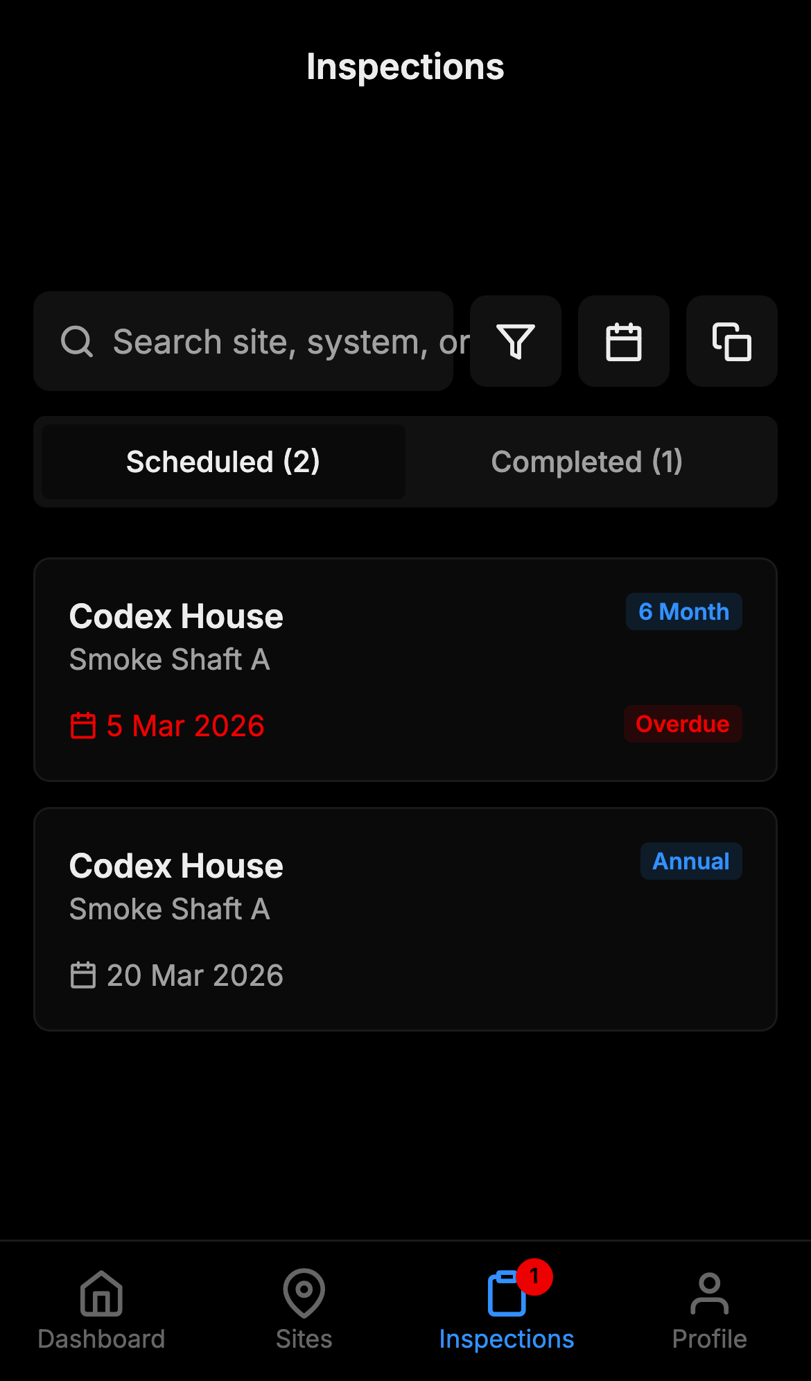 Deucalion mobile inspection list